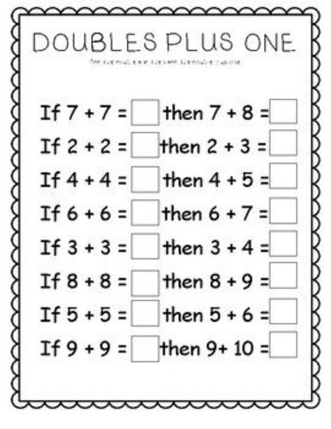 Ks1 Maths Worksheets, Doubles Plus 1, Doubles Plus One, Math Doubles, Math Fact Worksheets, First Grade Math Worksheets, First Grade Worksheets, 2nd Grade Math Worksheets, 1st Grade Math Worksheets