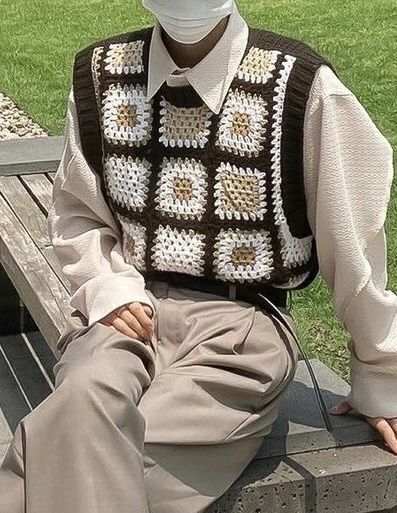 Crochet Man Clothes, Crochet Guys Clothes, Crochet Masculine Clothes, Men’s Crochet Vest, Crochet Vest Ideas, Crochet Vest For Men, Crochet Vest Men, Crochet Masculine, Crochet Ideas For Men