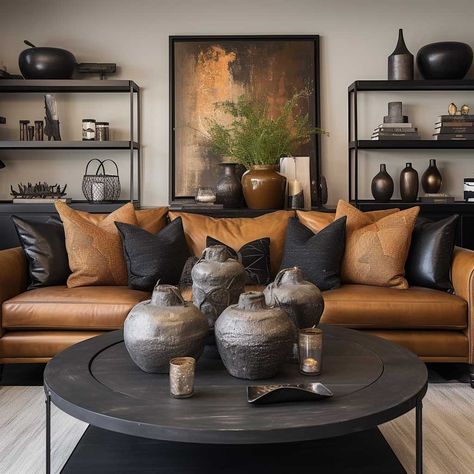 Black leather sofas