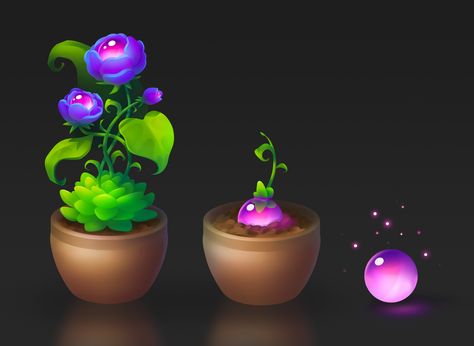 Flower Concept Art, Alien Plants, Flower Games, Plant Games, Casual Art, 2d Game Art, Mobile Art, Art Folder, Futuristic Art