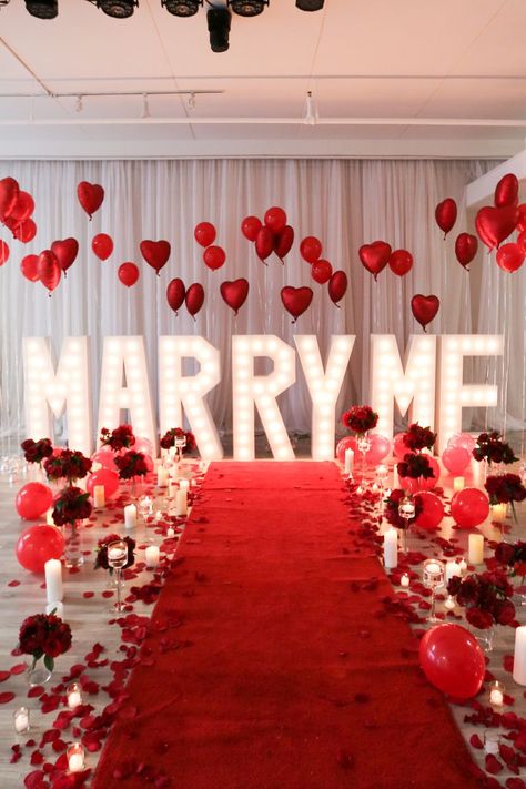 Marry Me Decor Proposal Ideas Marriage Proposal Idea Engagement Proposal Ideas Indoor Proposal, Wedding Proposal Ideas Engagement, Proposal Decor, Light Up Marquee Letters, Cute Proposal Ideas, Wedding Guest Etiquette, Romantic Dinner Decoration, Decoration For Party, Romantic Christmas