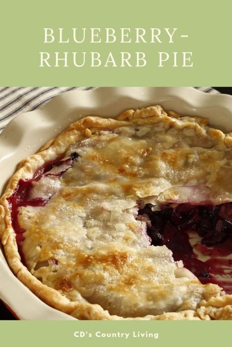 The perfect combination of tart and sweet tucked inside a buttery crust. #pie #blueberrypie #desserts Rubarb Recipe, Rhubarb Pie Recipes, Blueberry Rhubarb Pie, Rhubarb Recipes Pie, Blueberry Rhubarb, Rhubarb Desserts, Rhubarb Pie, Rhubarb Recipes, Blueberry Recipes