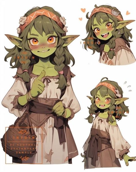 Women Poses Drawing Reference Cute, Goblin Girl Character Design, Goblin Female Art, Pixie Character Design, Cute Goblin Art, Forest Character Design, Goblin Plush, Cute Goblin Girl, Female Character Design Anime