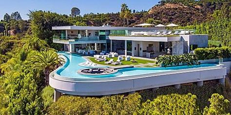 Expensive Homes, Hollywood Hills Homes, Glass Pavilion, Los Angeles Real Estate, Mega Mansions, Expensive Houses, Los Angeles Homes, Hollywood Hills, Cool Pools