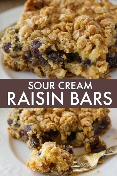 Raisin Bars, Oatmeal Raisin Bars, Sour Cream Desserts, Date Square, Bar Treats, Raisin Pie, Butter Tart, Raisin Recipes, Simply Stacie