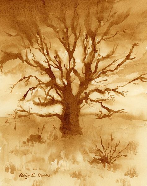 love any tree painting or photo...this one was painted with coffee Turkish Coffee Reading, Coffee Art Drawing, Coffee Art Painting, Coffee Artwork, Coffee Cup Art, Coffee Tattoos, Coffee Reading, Coffee Drawing, Coffee Painting