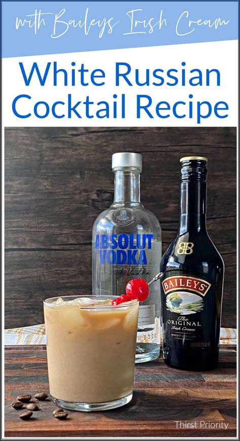 White Russian Recipe Baileys, Baileys And Coffee Recipe, Baileys And Vodka, Baileys Irish Cream Coffee, Kahlua Recipes, White Russian Recipes, Homemade Baileys, White Russian Cocktail, Energizing Smoothies