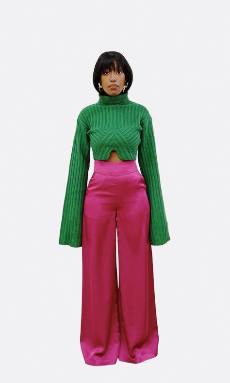 Classy High Fashion Outfits, Silk Business Outfit, Fuchsia Outfit Winter, Feminine High Fashion, Color Clashing Outfits, Colorful Bold Outfits, Accentuate Waist Outfits, Winter Outfit Colorful, Waist Emphasis Outfit