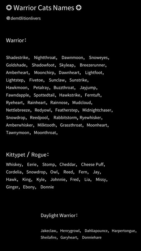 Warrior cats name idea Warrior Cat Bio Ideas, Warrior Cats Morphs Ideas, Wcue Rp Ideas, Warrior Cat Name Ideas, Warrior Cats Name Ideas, Warrior Cat Morphs, Warrior Cats Morph Ideas, Warrior Cats Oc Ideas, Warrior Cats Ultimate Edition