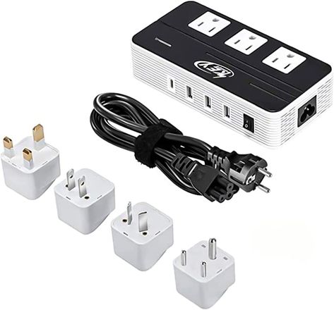 Key Power 230-Watt Step Down 220V to 110V Voltage Converter & International Travel Adapter/Power Converter with Type C Port 18W - [Use for USA Appliance Overseas in Europe, AU, UK, Ireland, etc.] International Travel Adapter, Currency Converter, Universal Travel Adapter, Camera Batteries, Power Converter, Travel Adapter, Adapter Plug, Amazon Com, Travel Pouch