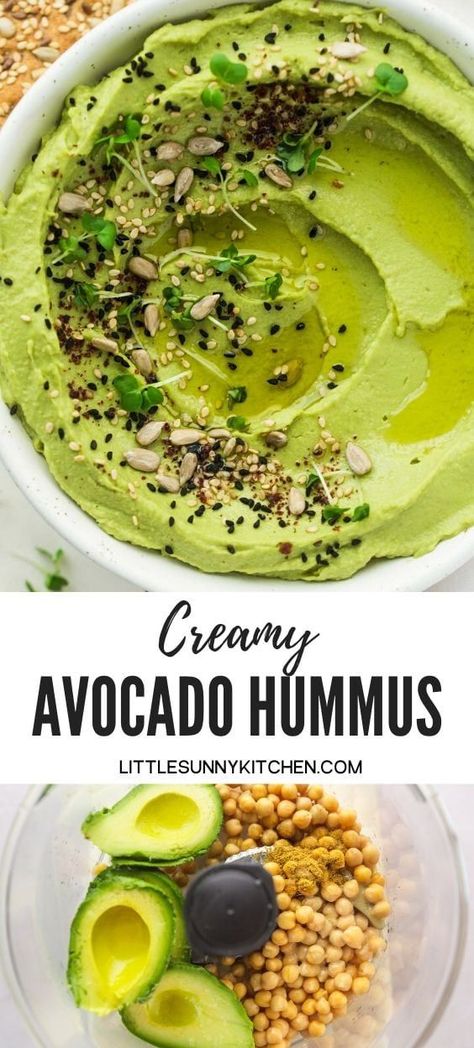 Eoe Diet, Avocado Hummus Recipe, Microgreens Recipe, Veggie Sticks, Little Sunny Kitchen, Hummus Recipes, Hummus Recipe Homemade, Sunny Kitchen, Avocado Hummus