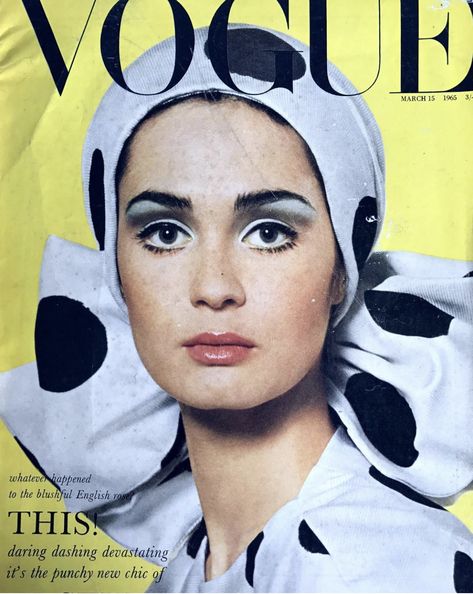 March 15 1965 British Vogue. Photographer Henry Clarke. Makeup by Cyclax (brand or artist ?) ❤️model Marie Lise Gres (Thankyou @miaonfroy 🙏🏻 #britishvogue #vintagemagazine #vintagevogue #marielisegres #cyclax Vintage Vogue, Polka Dots, A Magazine, Head Scarf, Headdress, Magazine Cover, Polka Dot, A Woman, Dots