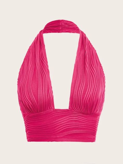 Plus Size Mini Dresses, Shein Icon, Womens Halter Tops, Halter Tops, Halter Crop Top, Plus Size Maxi Dresses, Pink Top, Pink Tops, Cute Tops