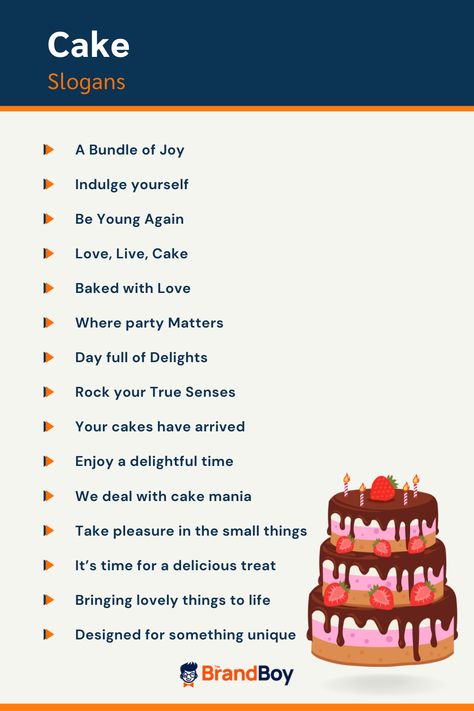 Looks Delicious Quotes, Bake Shop Logo Ideas, Birthday Cake Aesthetic Quotes, Cake Bussines Name Ideas, Cake Slogans Bakeries, Quotes For Cake Business, Cake Bussines Ideas, Caption For Cake Post Instagram, Chocolate Cake Captions Instagram