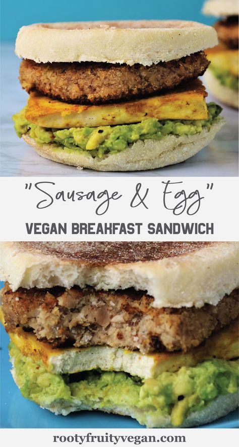 Vegan Breakfast With Protein, Vegan Breakfast Biscuits, Vegan Breakfast Recipes High Protein, Plant Based Breakfast Sandwich, Vegan Sausage Sandwich, Egg Free Breakfast Sandwich, Tofu Breakfast Sausage, Easy Vegan Breakfast Ideas Healthy, Big Vegan Breakfast