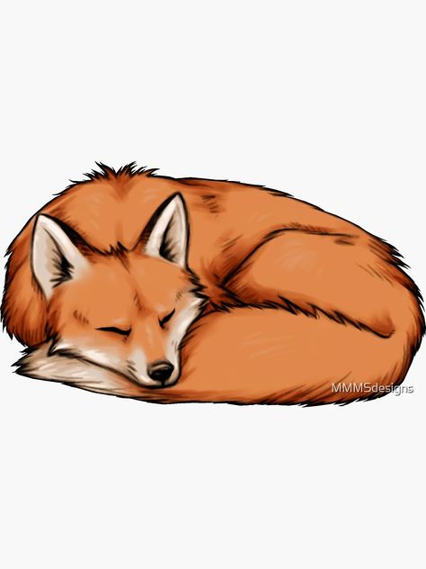 Sleepy Animal Drawing, Sleeping Fox Drawing, Fox Drawing Sketches, Face Profile Drawing, Fox Drawing Easy, Fox Stickers, Fox Sleeping, Otter Illustration, Sleeping Drawing