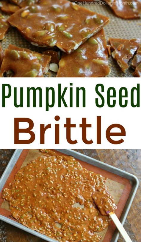 Pumpkin Brittle Recipe, Seed Brittle Recipe, Pumpkin Seed Butter Recipes, Pumpkin Seed Brittle Recipe, Pumpkin Brittle, Pumpkin Seed Recipes Roasted, Pumpkin Seed Brittle, Perfect Pumpkin Seeds, Homemade Pumpkin Seeds