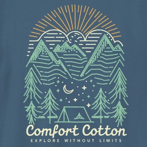 Explore the Stellar Camp Tee, a soft graphic tee shirt from our Outdoor Collection. Perfect for camping and hiking lovers, it blends comfort with adventure. Camping Scene, Camping Tee, Soft Graphic, Patriotic Tees, Graphic Tee Shirt, Camping And Hiking, New Instagram, Graphic Tee Shirts, Indigo Blue