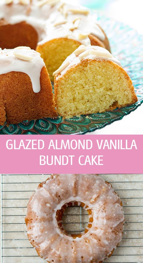 Freezer Baking, Glazed Bundt Cake, Vanilla Bundt Cake Recipes, Almond Bundt Cake, Bundt Cake Glaze, Vanilla Bundt Cake, Easy Bundt Cake Recipes, Almond Flour Cakes, Easy Bundt Cake