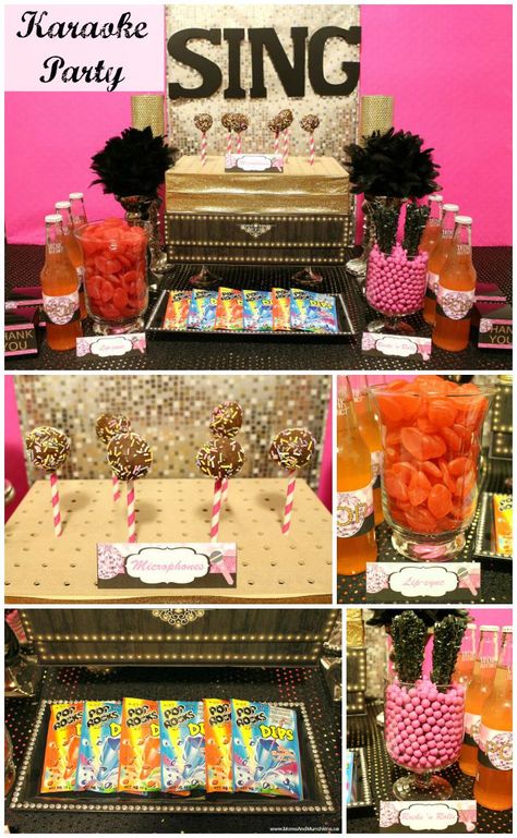 Karaoke Party Ideas - fun DIY decorating ideas, creative party food, birthday favors and more. Diy Karaoke Party, Karaoke Party Ideas, Halloween Karaoke, Karaoke Birthday Party, Diy Barbie Party, Sing Party, Karaoke Birthday, Birthday Themes For Adults, Barbie Party Ideas