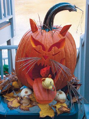 Pumpkin Carving Ideas - Pumpkin Carving Designs and Pictures - Good Housekeeping Diy Pumpkin Carving, Cat Pumpkin Carving, Creative Pumpkin Carving, Amazing Pumpkin Carving, Hallowen Ideas, Pumpkin Carving Designs, Pumpkin Carving Ideas, Pumpkin Carving Patterns, Carved Pumpkin