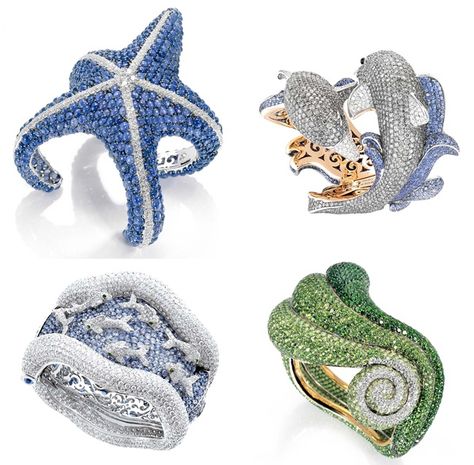 DressCode:HighFashion: Jewelry Trends S/S 12 Sea Creature Jewelry, Ocean Theme Jewelry, Jewelry To Make, Models Backstage, High Jewelry Ring, Runway Shoes, Jewelry Drawing, Ocean Jewelry, Nature Inspired Jewelry