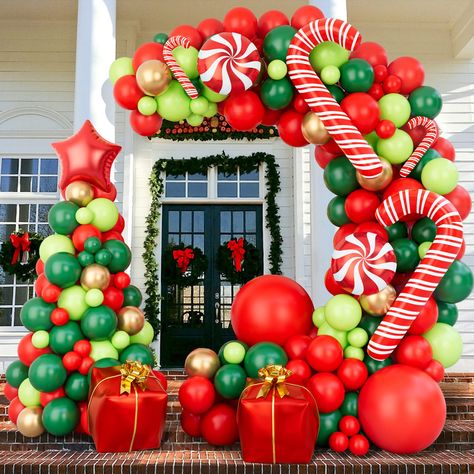 Christmas Balloon Garland, Candy Balloons, Christmas Balloon Decorations, Balloon Wreath, Balloon Toys, Ballon Party, New Year's Party Decorations, Christmas Balloons, Garland Arch