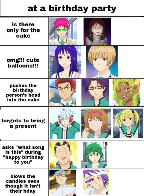 Saiki K Kusuo, Saiki K X Y/n, The Disastrous Life Of Saiki K, Saiki K Oc, Saiki K Art, Saiki K Characters, Anime Chart, Dark Reunion, Disastrous Life Of Saiki K