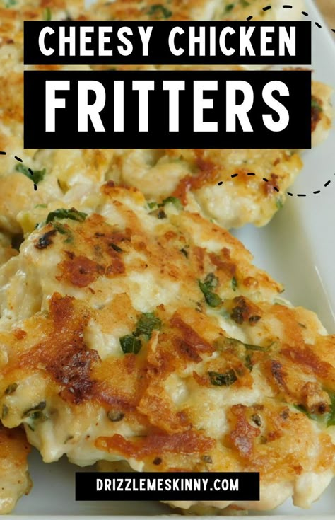 Cheesy Chicken Fritters, Chicken Fritters Recipe, Dinner Chicken Recipes, Chicken Fritters, Ww Dinners, Can Chicken Recipes, Weight Watchers Chicken, Fritters Recipe, Food Dinners