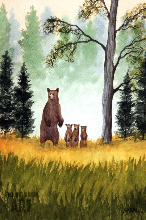 Excited to share the latest addition to my #etsy shop: Bears Smell the Honey Watercolour - National Park Watercolor Art Print USA Wildlife https://etsy.me/3JlT5yj #unframed #bedroom #landscapescenery #vertical #paper #watercolour #watercolor #bears #babybear Watercolor Art Mountains Easy, Brown Bear Watercolor, Hunting Watercolor Paintings, Watercolor Bear Paintings, Bear Paintings Acrylic, Easy Bear Painting, Bear Acrylic Painting, Animal Watercolor Paintings, Moose Watercolor