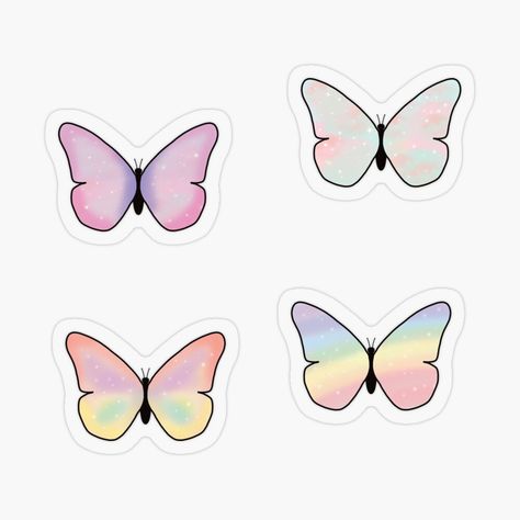 Pastel Stickers, Butterfly Stickers, Preppy Stickers, Homemade Stickers, Colorful Stickers, Cute Easy Doodles, Pastel Butterflies, Cute Laptop Stickers, Pop Stickers