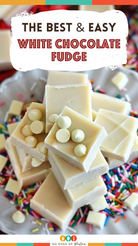 Discover the joy of making Easy White Chocolate Fudge with just 3 ingredients! This no-bake, creamy delight is perfect for satisfying sweet cravings or making a thoughtful homemade gift. Ideal for busy days, it combines white chocolate, sweetened condensed milk, and butter into a smooth, rich treat that sets in the fridge. Ready in just a few hours, it's a foolproof recipe for any occasion. Pin now for an effortless dessert that's sure to impress. Don't forget to save and share! Easy White Fudge Recipe 3 Ingredients, White Fudge With Cherries, White Choc Fudge Recipe, White Chocolate Fudge Easy, Things To Make With White Chocolate, White Chocolate Fudge Condensed Milk, Recipes Using White Chocolate Chips, Condensed Milk Fudge 3 Ingredients, White Fudge Recipe Easy