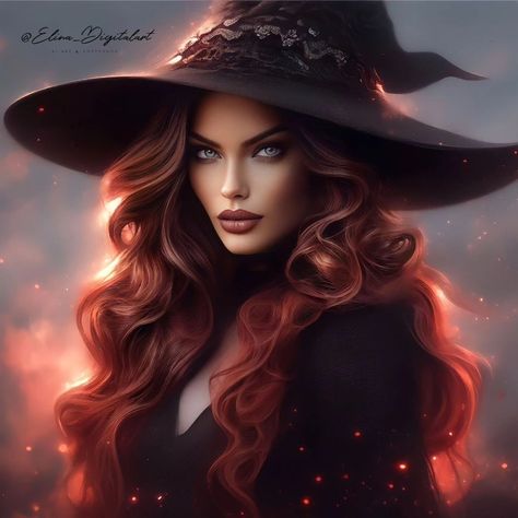 Elina Braun (@elina_digitalart) • Instagram photos and videos Autumn Witch, Witch Pictures, Evil Tattoos, Gothic Costume, Witchy Art, Fantasy Witch, Beautiful Witch, Bel Art, Halloween Gif