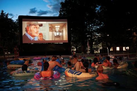 Movie Night Poolside: Tips for Hosting the Perfect Movie Pool Party Outdoor Movie Night Seating, Movie Night Seating, Backyard Movie Night Party, Pool Party Theme, Dive In Movie, Pool Movie, Doors Movie, Night Pool Party, Pool Party Themes