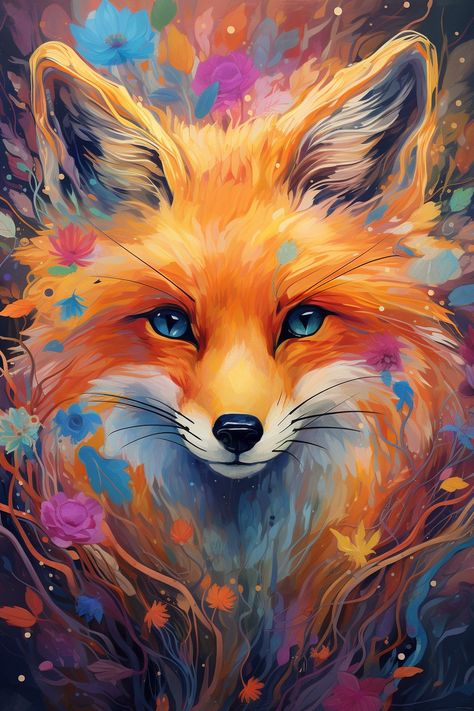 Acrylic Fox Painting Easy, Fox Painting Ideas, Fox Painting Easy, Fox Face Drawing, Fox Painting Acrylic, Fox Acrylic Painting, Red Fox Art, Fox Aesthetic, Fox Graphic