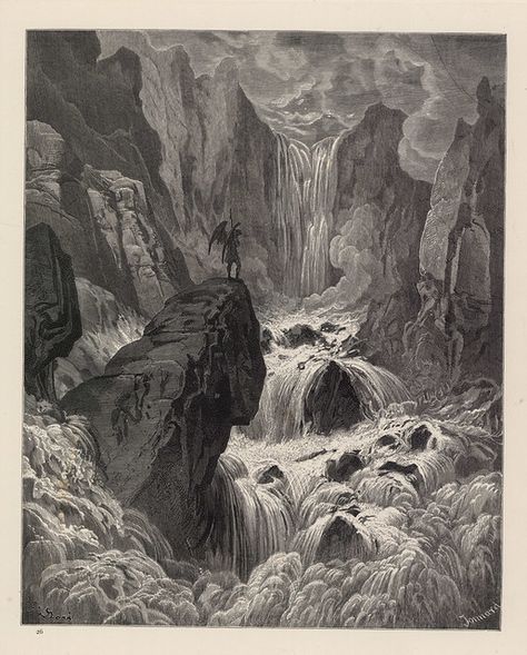 Plate 36: Book IX., lines 74, 75 | In with the river sunk, a… | Flickr Gothic Art, Paul Gustave Doré, John Milton Paradise Lost, Milton Paradise Lost, Arte Occulta, Gustave Dore, Paradise Lost, Biblical Art, Arte Obscura