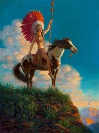 Artwork by Edward Eggleston, Indian Princess, Made of Oil on canvas Edward Mason, Native American Woman, Pinto Horse, Indian Princess, Wilde Westen, Native American Artwork, A4 Poster, American Woman, Native Art