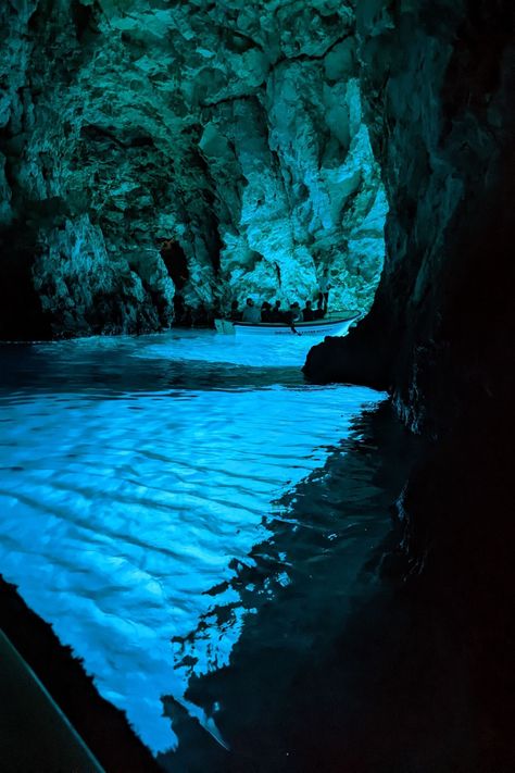 Blue Cave, Bisevo Island, Croatia. Venturing into the famous Blue Cave is a must when island hopping from Split. The stunning blue is created by sunlight coming in through an opening under the water and reflecting off the bottom. You simply must see it! This is one of 21 amazing things to do when you're in Split, Croatia. Click to find out more. Blue Cave, Croatian Islands, Under The Water, Split Croatia, Backpacking Europe, Travel Wishlist, Croatia Travel, Europe Summer, Dream Travel Destinations