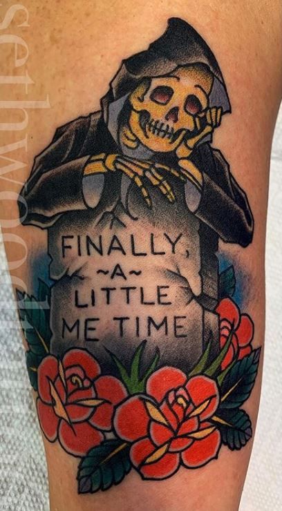 See Tattoo, Traditional Tattoo Inspiration, Grim Reaper Tattoo, Reaper Tattoo, Traditional Style Tattoo, Single Line Tattoo, Traditional Tattoo Sleeve, Theme Tattoo, Old School Tattoo Designs