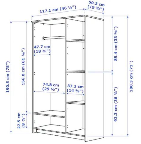 Standard Bedroom Closet Dimensions - A Complete Guide | Complete Guide Ikea Brimnes Wardrobe, Brimnes Wardrobe, Closet Dimensions, Wardrobe Dimensions, Bedroom Cupboard, Bedroom Cupboard Designs, Closet Layout, Bedroom Closet Design, Wardrobe Design Bedroom