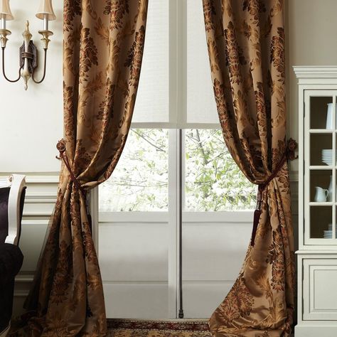 IYUEGO Luxury European Style Jacquard Silky Heavy Fabric Grommet Top Lining Blackout Curtains Drapes With Multi Size Custom 42' W x 84' L (One Panel) >>> For more information, visit image link. (This is an affiliate link) #DIYHomeDecor Energy Efficient Window Treatments, Victorian Curtains, Blackout Window Treatments, Curtains Ideas, Gold Curtains, Luxury Curtains, Country Curtains, Quality Curtains, Insulated Curtains