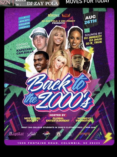 90s Flyer, Birthday Bash Flyer Design, Party Flyer Design, 2000s Party, 2000s Music, Y2k Posters, New Flyer, Concert Flyer, Halloween Flyer