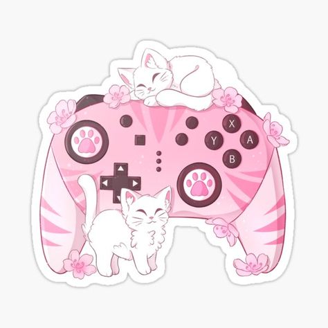 A cute game controller for the aesthetic gamers • Millions of unique designs by independent artists. Find your thing. Pastel Video Game Aesthetic, Aesthetic Gaming Controller, Pink Video Game Aesthetic, Pink Controller Aesthetic, Cute Game Controller, Controller Drawing, Bubble Tea Design, Bubble Tea Sticker, Games Aesthetic