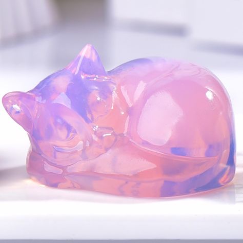 PRICES MAY VARY. 【Basic Information】Crystal engraving cat weight: 2.7-2.8 Ounces. Material:Pink Opal Crystal, Size: 2.1 inch x 1.8 inch x 1.18 inch, this crystal cat statue can be carried around, you can put it in your pocket, car and school bag, hand-carved crystal cat sculpture, symbolizing luck, prosperity and wisdom. 【Crystal Carved Cat Figurine】The symbolic presence of this cat Crystals Decor, designed to attract good luck, vitality, and a gentle, wise energy—making it an ideal addition to Serotonin Decor, Cat Crystals, Japan Apartment, Gemstone Decor, Stone Energy, Unique Crystals, Crystal Cat, Cat Sculpture, Hand Carved Stone