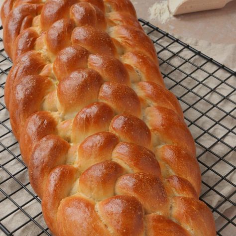 Eight Strand Plaited Loaf Plaited Bread Recipe, 7 Strand Plait Bread, Artisan Bread In Loaf Pan, Swedish Braided Cardamom Bread, Six Strand Challah Braid, Bread Dough Recipe, Paul Hollywood, Dough Scraper, Loaf Of Bread