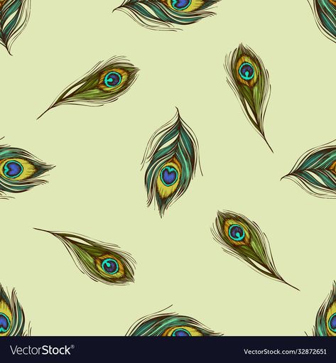 Feather Print Fabric, Peacock Vector, Feather Illustration, Pencil Portrait Drawing, Cool Pencil Drawings, Peacock Pattern, Flower Pattern Design, Wall Paint Designs, Art Nouveau Design