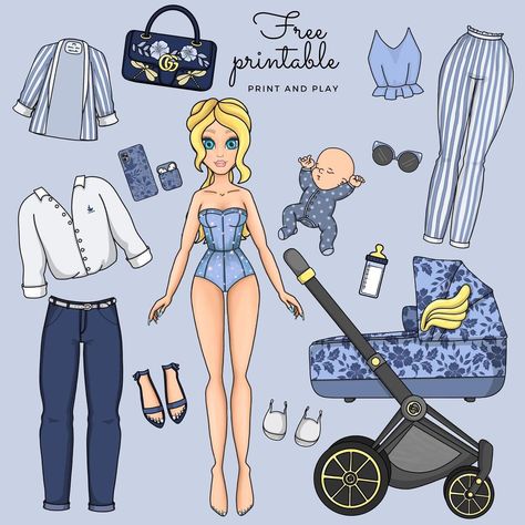 Paper Dolls 👗 on Instagram: “New family outfit printable is already on Google drive😍😍😍 download link in bio. #paperdolls #papercrafts #fashionillustration…” Paper Doll Craft, Free Printable Paper Dolls, Barbie Printables, Doll Drawing, Barbie Paper Dolls, Paper Dolls Clothing, Paper Doll Dress, Paper Doll House, Anime Drawing Books