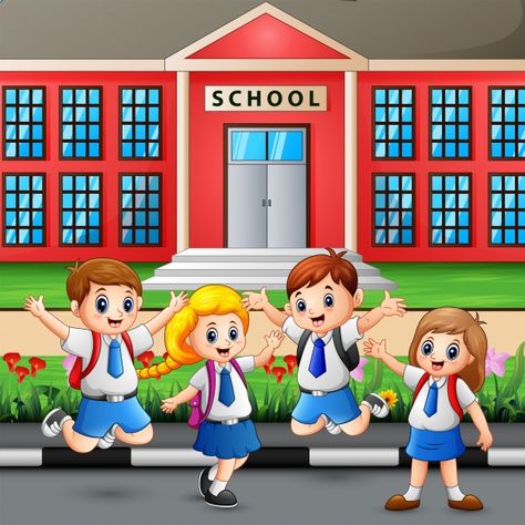 My School Drawing For Kids, School Images Pictures, Importance Of Education Poster, Going To School Drawing, School Students Pic, School Students Images, School Life Images, Picture Of A School, School Kids Cartoon