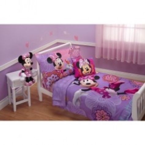 Do you have a little girl moving out of a crib and into a big girl bed? Buy her a Minnie Mouse toddler bed set to celebrate this huge milestone in her life.  Moving into a toddler bed can be a little scary for toddlers and parents. Minnie Mouse is a... Minnie Mouse Toddler Bedding, Minnie Mouse Bedding, Minnie Mouse Bedroom, Dibujos Toy Story, Bedding Comforter, Toddler Girl Room, Girls Bedding Sets, Toddler Bedding, Toddler Bed Set