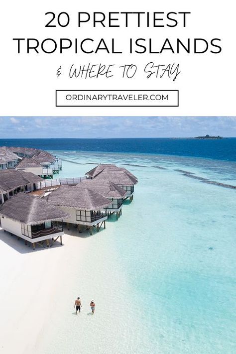 20 Prettiest Tropical Islands You Need To Visit. These are the most beautiful tropical islands to visit and insider tips on where to stay on each island. We’ve gathered our top 20 picks with some of the best beaches in the world. | best tropical vacations | tropical places to visit | tropical destinations | tropical vacation | tropical places | tropical island beach | beach tropical | maldives islands | best tropical islands | vacation ideas Dream Tropical Vacation, Tropical Vacations Destinations, Best Tropical Family Vacations, Most Beautiful Beaches In The World, Best Tropical Destinations, Best Carribean Island, Tropical Vacation Places, Tropical Places To Visit, Family Tropical Vacation